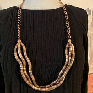 Copper and Brown Layered Necklace with Chain Link
